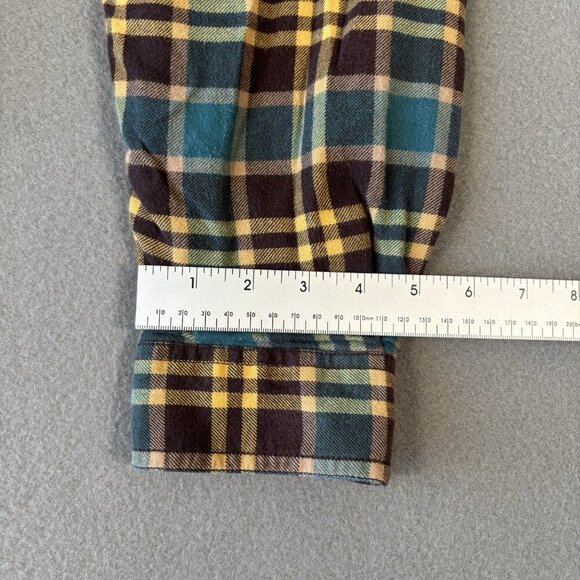 Columbia Lined Flannel Shirt Mens XL Blue Brown Plaid Long Sleeve Shacket Heavy - Picture 7 of 16